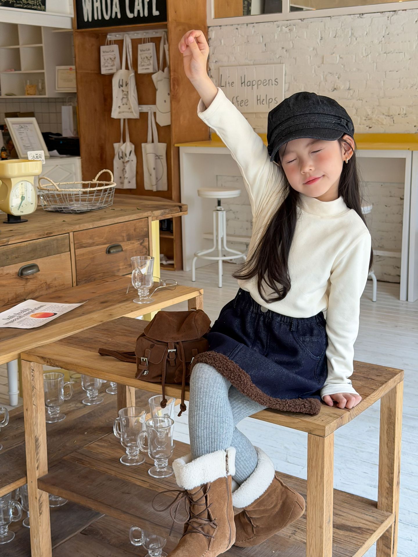 【Double-Layer Thickened】 Boys and Girls Warm Mousse Fleece Thermal Mid-Collar Base Layer Half-High Collar Top