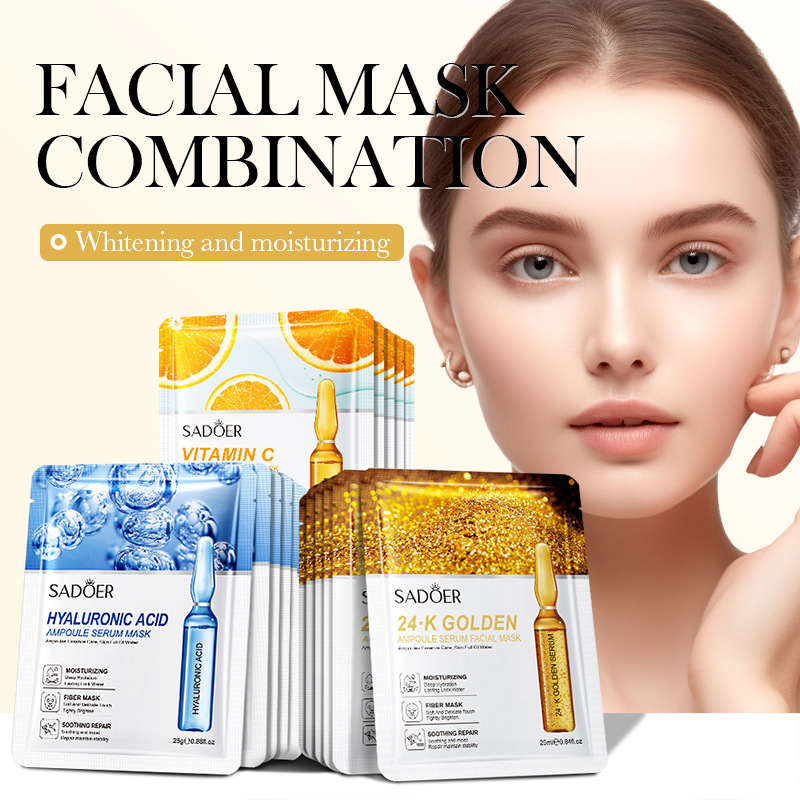 Full English Ampoule Essence Mask Sadoer Hyaluronic Acid Hydrating Vitamin C Moisturizing Cross-Border Export Wholesale