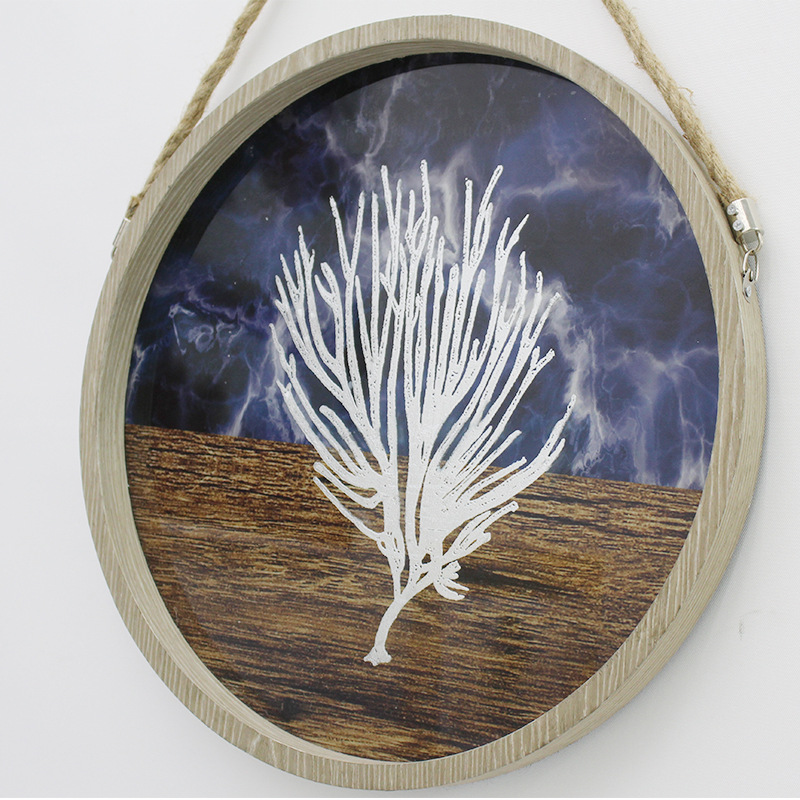 Simple Round Hanging Painting for Dining Room, Living Room, Sideboard Decoration, Gold-Stamped Painting Core, Hanging Painting, Ocean Style