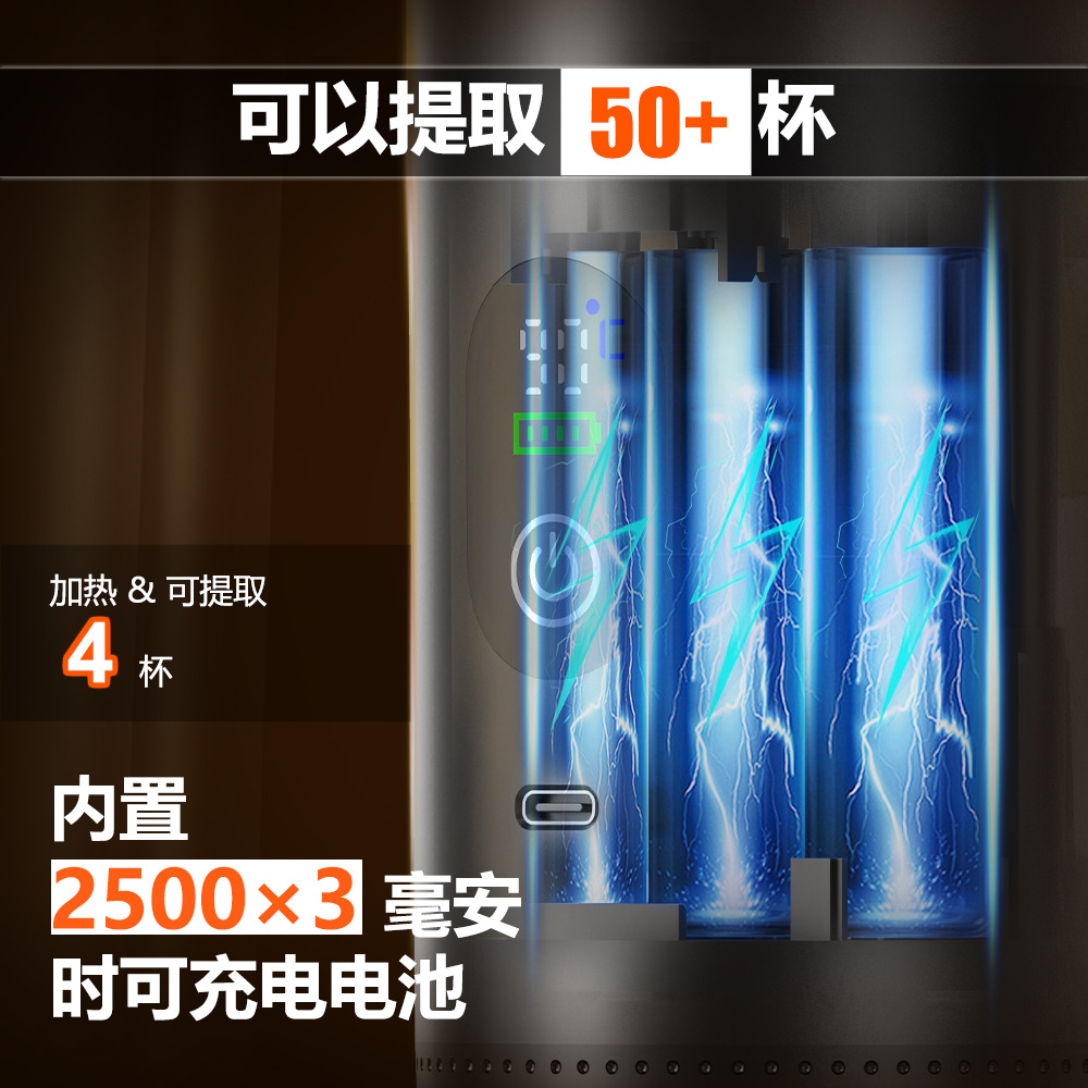 2025 New Upgraded Smart Digital Display Italian Capsule Extraction Coffee Machine Outdoor Portable Espresso Machine