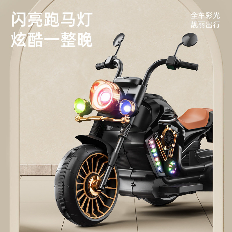 Children's electric car three-wheeled motorcycle early education remote control rechargeable baby toy car for boys and girls