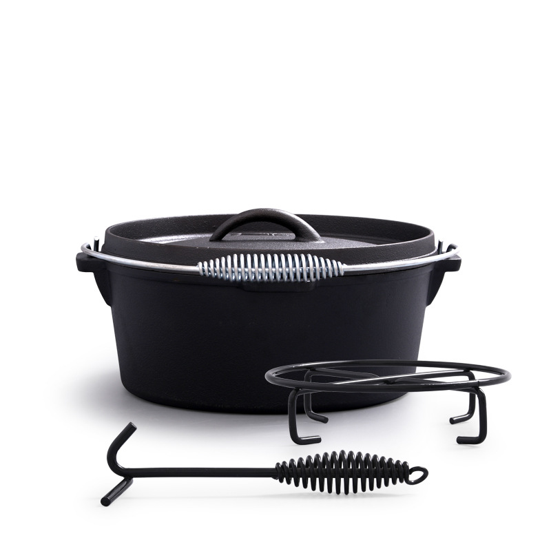 Camping Pot Cast Iron Cookware suit Outdoor Barbecue Oven Outings Stew Soup Pot 545 Thickened Uncoated Household Kitchenware