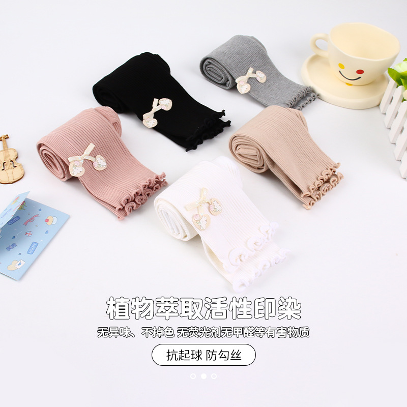 Children's Pantyhose Girls' Leggings Spring and Autumn Outer Wear Comfortable Girl's Socks Exquisite Bow Multicolor Printing and Dyeing