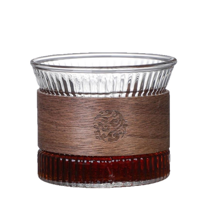 Japanese style hammered tea cup glass walnut wood ring Tea Cup Master Cup Tea Cup kung fu tea set Tea Cup