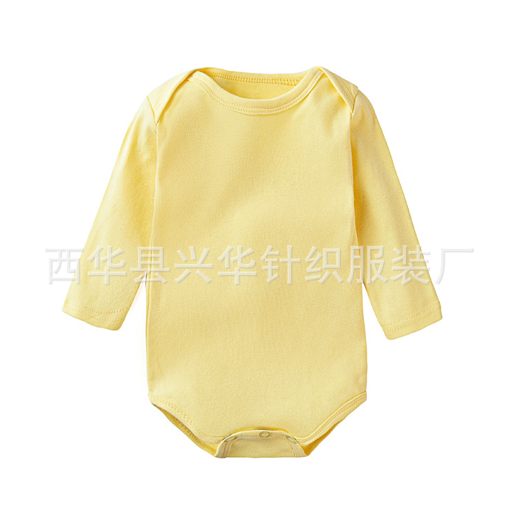 Newborn Pure Color Cotton Spring & Fall Long-Sleeved Clothes Romper Baby Jumpsuit Baby Jumpsuit Triangle Romper