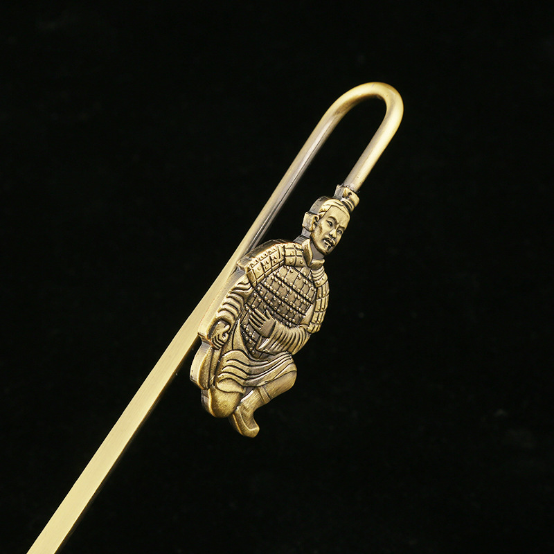 Creative Metal Bookmarks Xi'an Travel Souvenirs with Engraved Bronze Bookmarks, Classical Cultural and Creative Qingxuan Emperor Soldiers and Horses