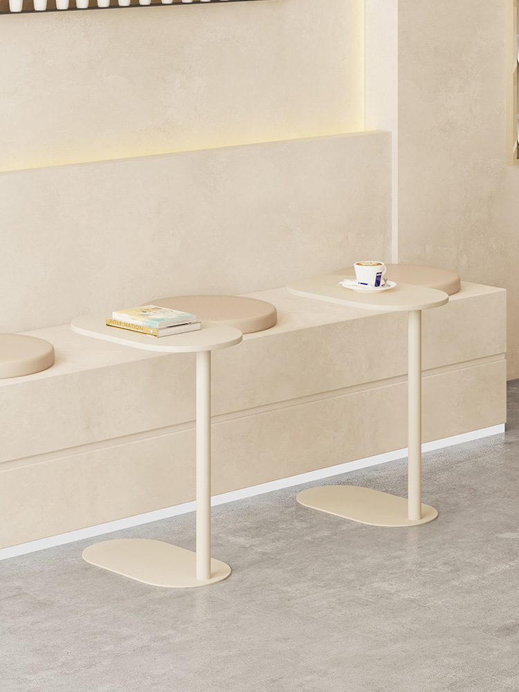 Cream-Style Wall-Mounted Coffee Shop, Milk Tea Shop, Booth, Wooden Round Table, Snack Bar, Tea Mini Table