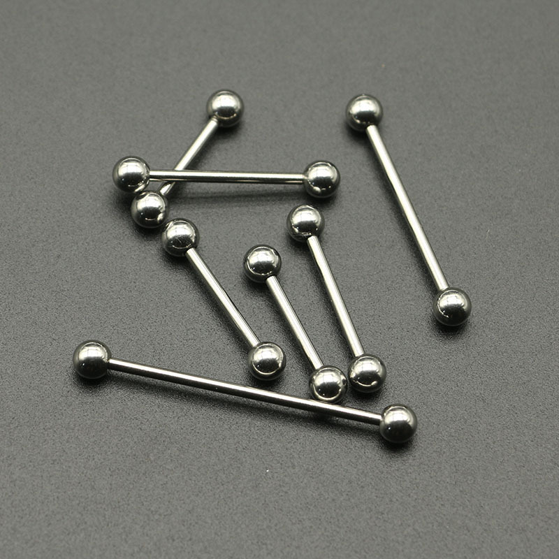 External Thread Titanium Steel Tongue Nail, Nipple Nail, Ear Bone Nail, Ear Bridge, Body Piercing Jewelry, External Tooth Straight Rod, Universal Cross-Border