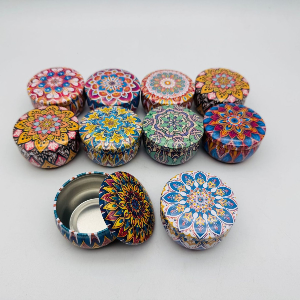 Spot Cross-Border Amazon 2.2oz Retro Tinplate Ethnic Style Mandala Candy Jar Aromatherapy Candle Jar