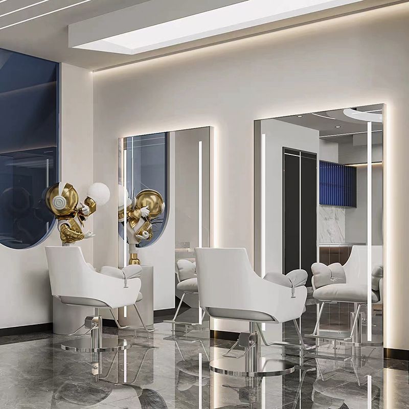 New Trendy Internet-Famous Hair Salon Mirror Table, Single-Sided Trendy Floor Mirror with Lights for Hairdressing Salon Use