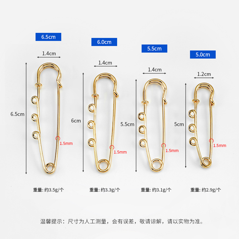 Three-Hole Pin DIY Jewelry Accessories Waist Pin Large Pin Personalized Decorative Brooch Anti-Exposure Safety Pin