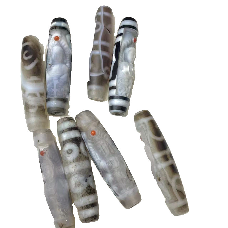 Xizang-Style Weathered Old Dzi Bead Carved Buddha Statue Pendant High Oil High Density Natural Agate Tiger Tooth Dzi Bead Nine-Eyed Dzi