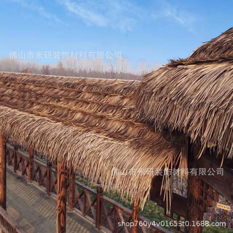 Simulation thatched tile factory direct sale plastic aluminum thatch PE straw filament thatch roof insect proof fake thatch