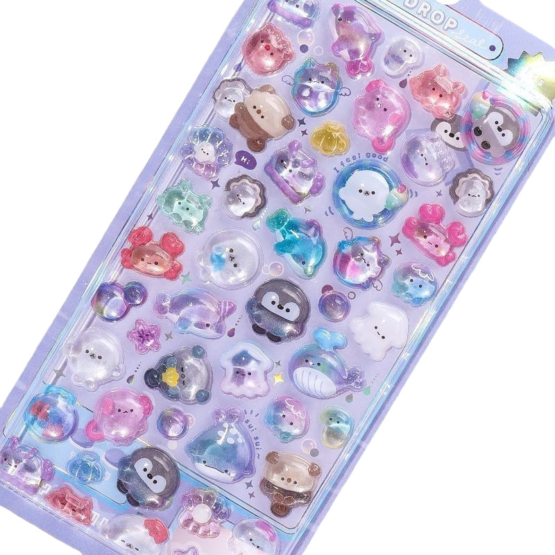 Japanese cartoon beautiful 3d three-dimensional relief acrylic diamond gem stickers children girl decorative stickers wholesale