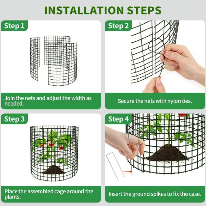 12inchx12inch Wire Mesh Garden Plant Cage Round Plant Protection Cover Exclusively for Cross-Border Amazon