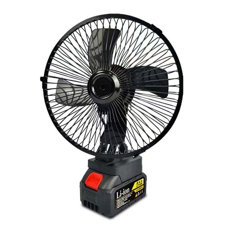 Outdoor Camping Lithium Battery Fan Metal Shell 8inch Trending Cross-Border Source Factory Rechargeable Two-Speed Adjustable Strong Wind