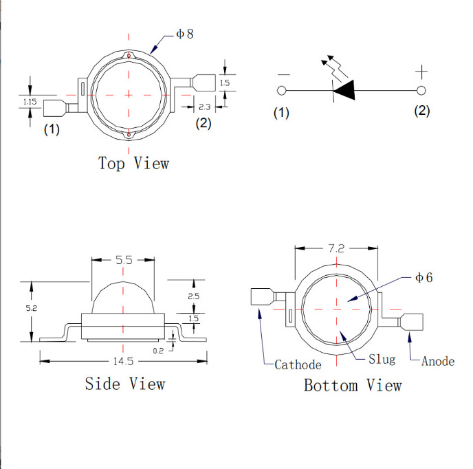 High power 1wLED white light patch imitation lumen super bright 1wLED light emitting diode lamp beads