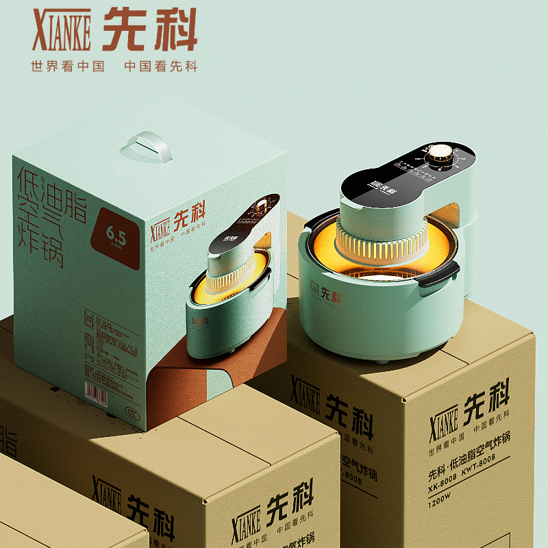 New Xianke Smart Multifunctional Household Mechanical Model 6L Large Capacity Anti-Dry Burn Integrated Electric Fryer Air Fryer