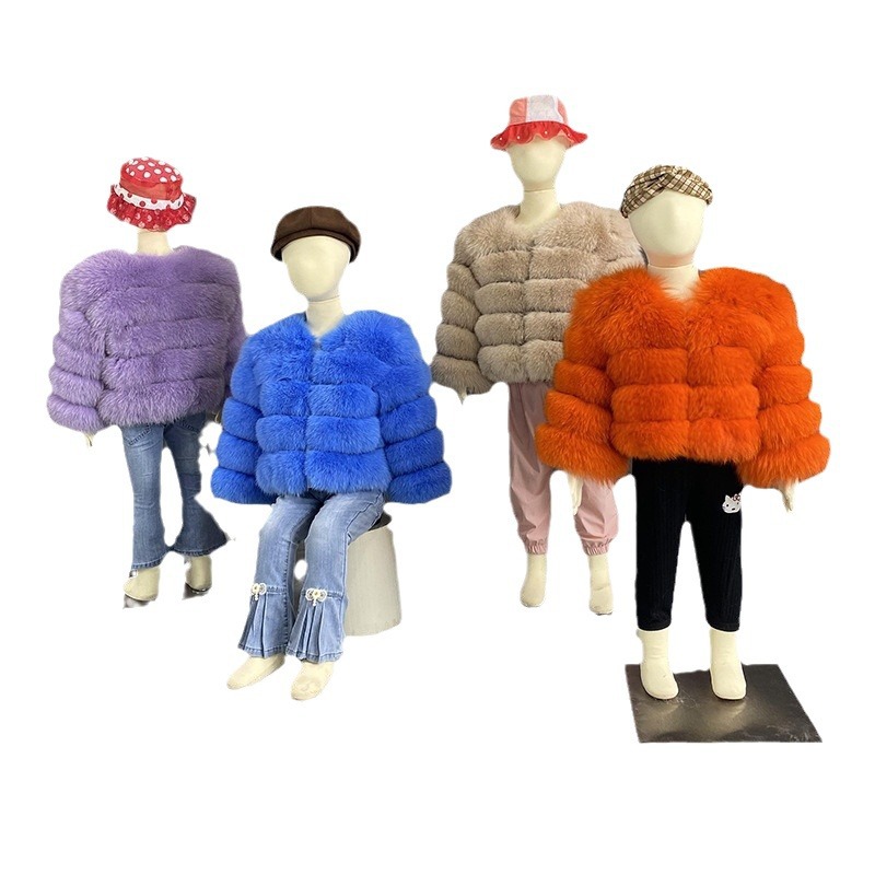European and American faux fox fur coat children's fur coat stitching warm thickened fur children's clothing winter coat