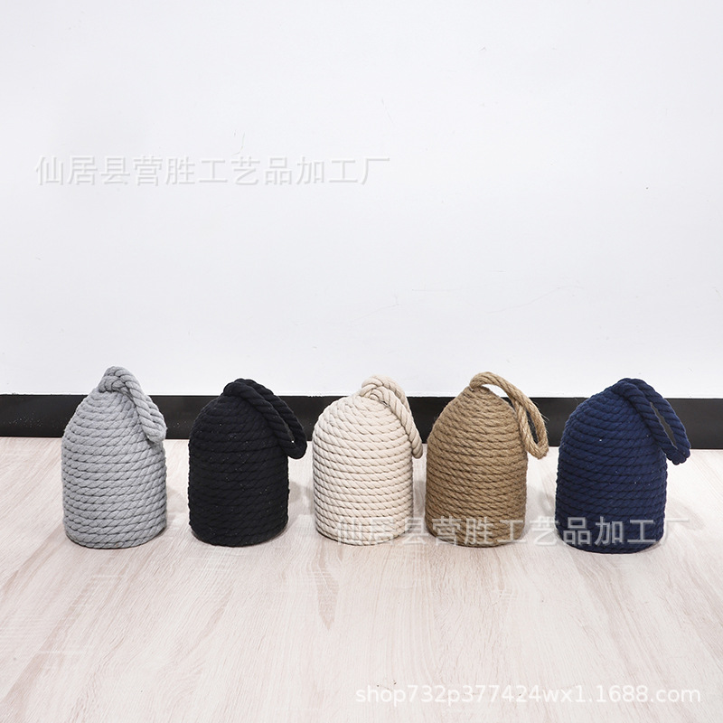 Cotton and Linen Rope Door Stopper, Cotton Rope, Linen Rope Rocket Tube-Shaped Dome Cylindrical Windproof Door Stopper, Ins Home and Restaurant Decoration