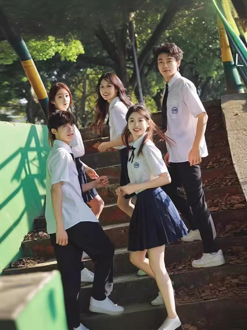 Taiwan school uniform suit attached jk uniform for middle school students white shirt junior and senior high school students college graduation photo summer class uniform