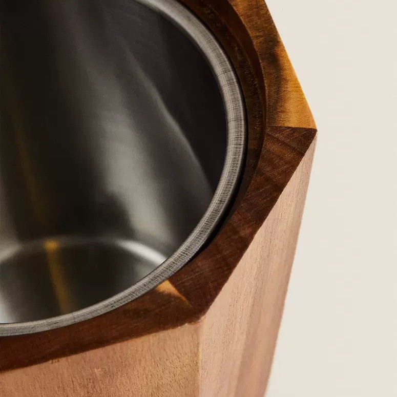 New Acacia Wood Storage Box for Home Kitchen with Lid, Round Storage Tube with Stainless Steel Wooden Packaging Container