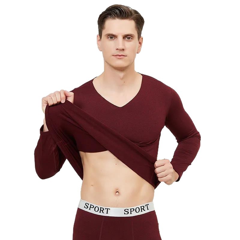 Thermal Underwear Set Seamless Fleece Thin V-Neck Youth Winter Autumn Clothing Base Layer Thermal Pants