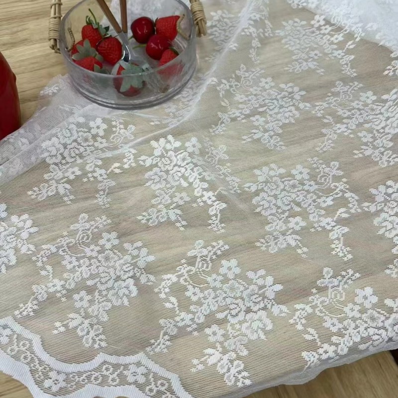Korean Princess Curtain Gauze White Gauze Lace Door Curtain Wedding Photography Gauze Mesh Tablecloth Chinese Style Partition Gauze Curtain