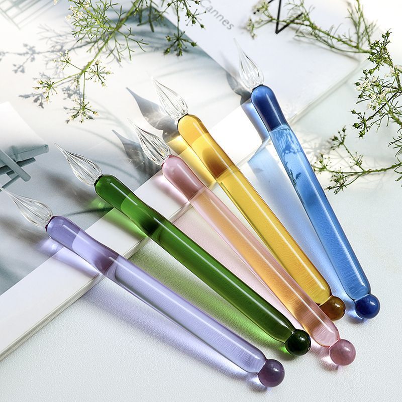 Internet Celebrity New Glass Dip Pen Single Signature Pen Student Color Transparent Gift Pen