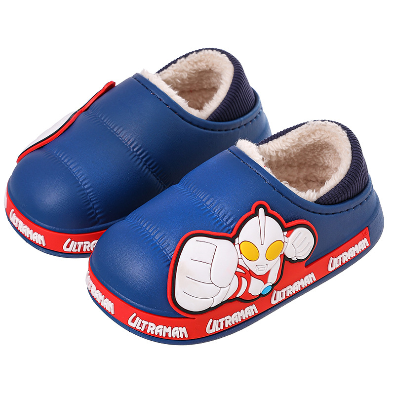 Ultraman Winter Children's bag heel cotton shoes boys and girls waterproof outer wear large and medium children warm baby cotton slippers