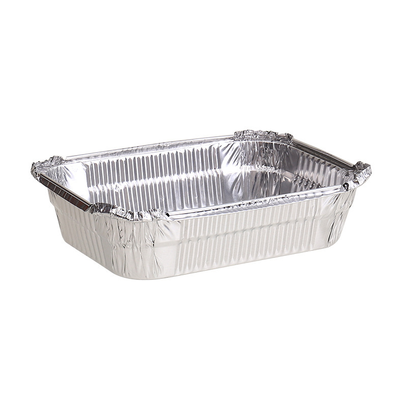 Rectangular Aluminum Foil Paper Tin Paper Plate Barbecue Thickened Bowl Take-away Commercial Household Baking Disposable Aluminum Foil Baking Box