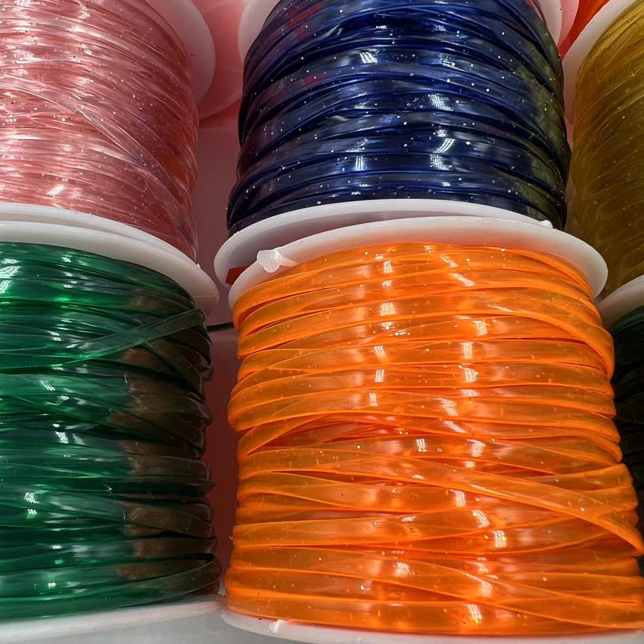 Amazon hot sale transparent colored onion powder plastic wire glass wire DIY plastic flat rope PVC woven flat wire