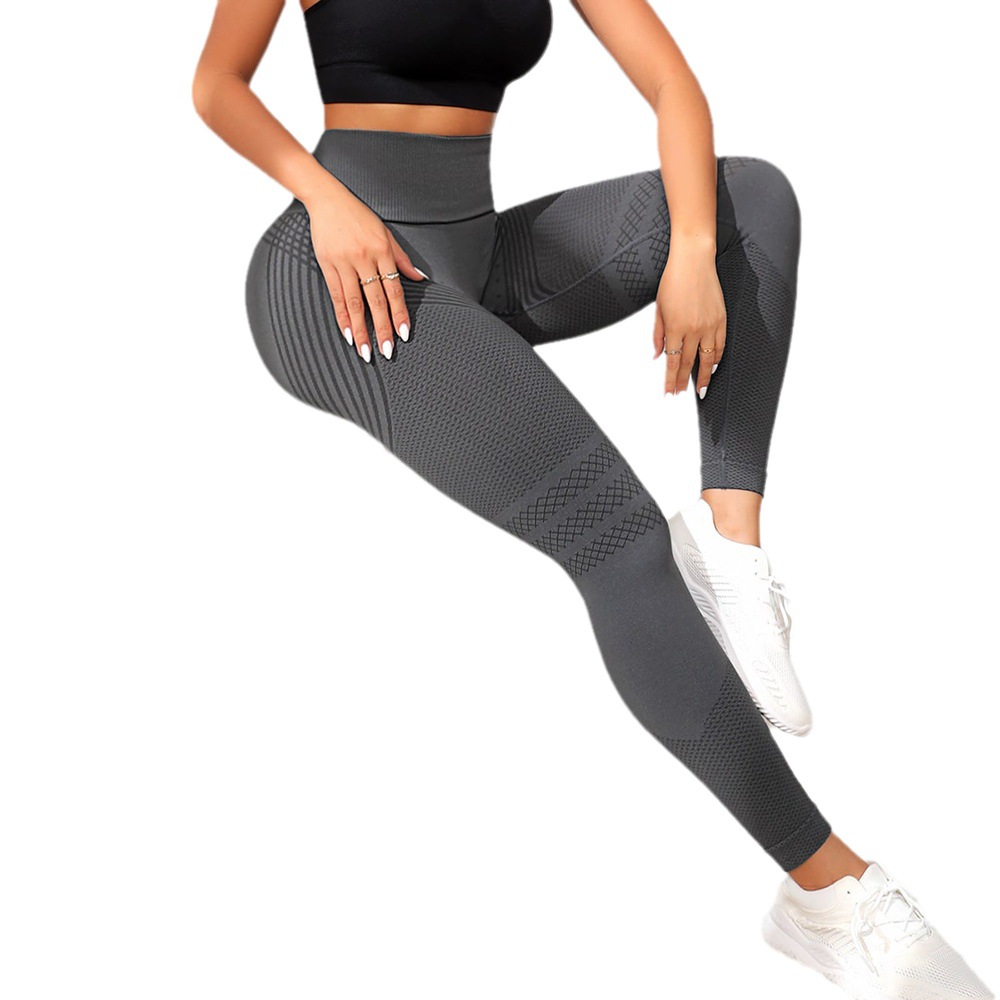 European and American sexy line hip sports tights women's high waist elastic fitness pants running yoga pants