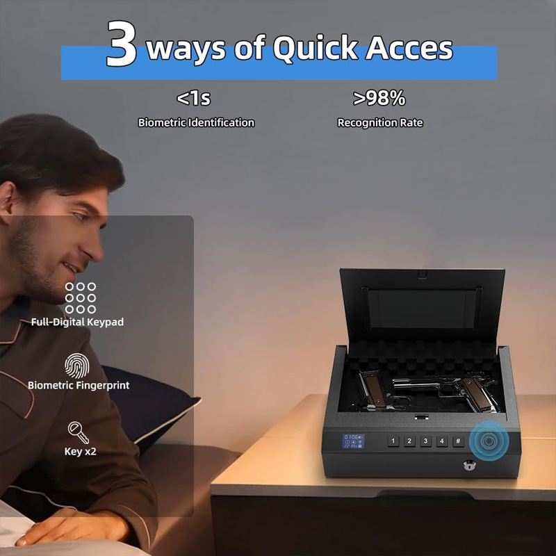 New Gun Box Fingerprint Password Key Three-In-One Pistol Box Temperature and Humidity Meter Gun Box Pistol Safe
