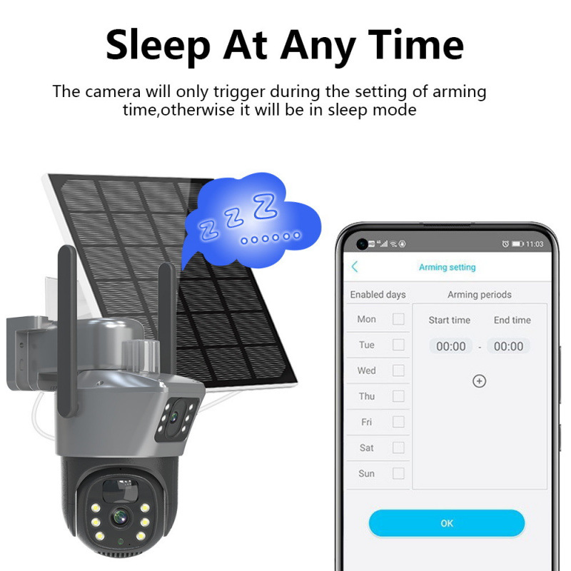 Dual Screen Camera Hd Outdoor 360 Panoramic Wireless Wifi Surveillance Camera Solar Camer