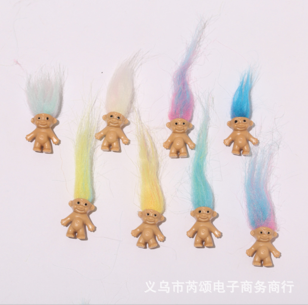Furry Doll Magic Elf Doll Gradient Colorful Long Hair Ugly Baby Furry Plastic Doll Foreign Trade Cross-Border E-Commerce