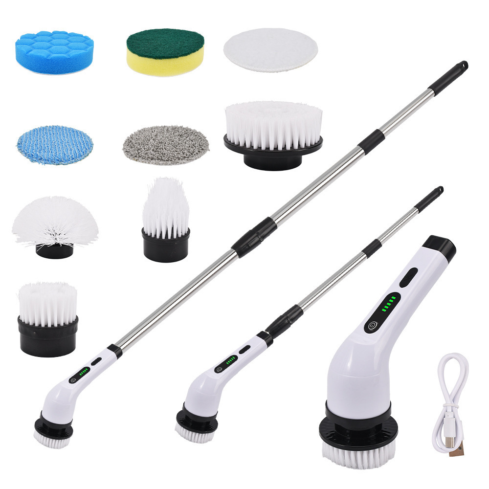 Cross-Border Multifunctional Electric Cleaning Brush Nine-In-One Bathroom Glass Length-Adjustable Dual-Purpose Brush Household Cleaning Artifact