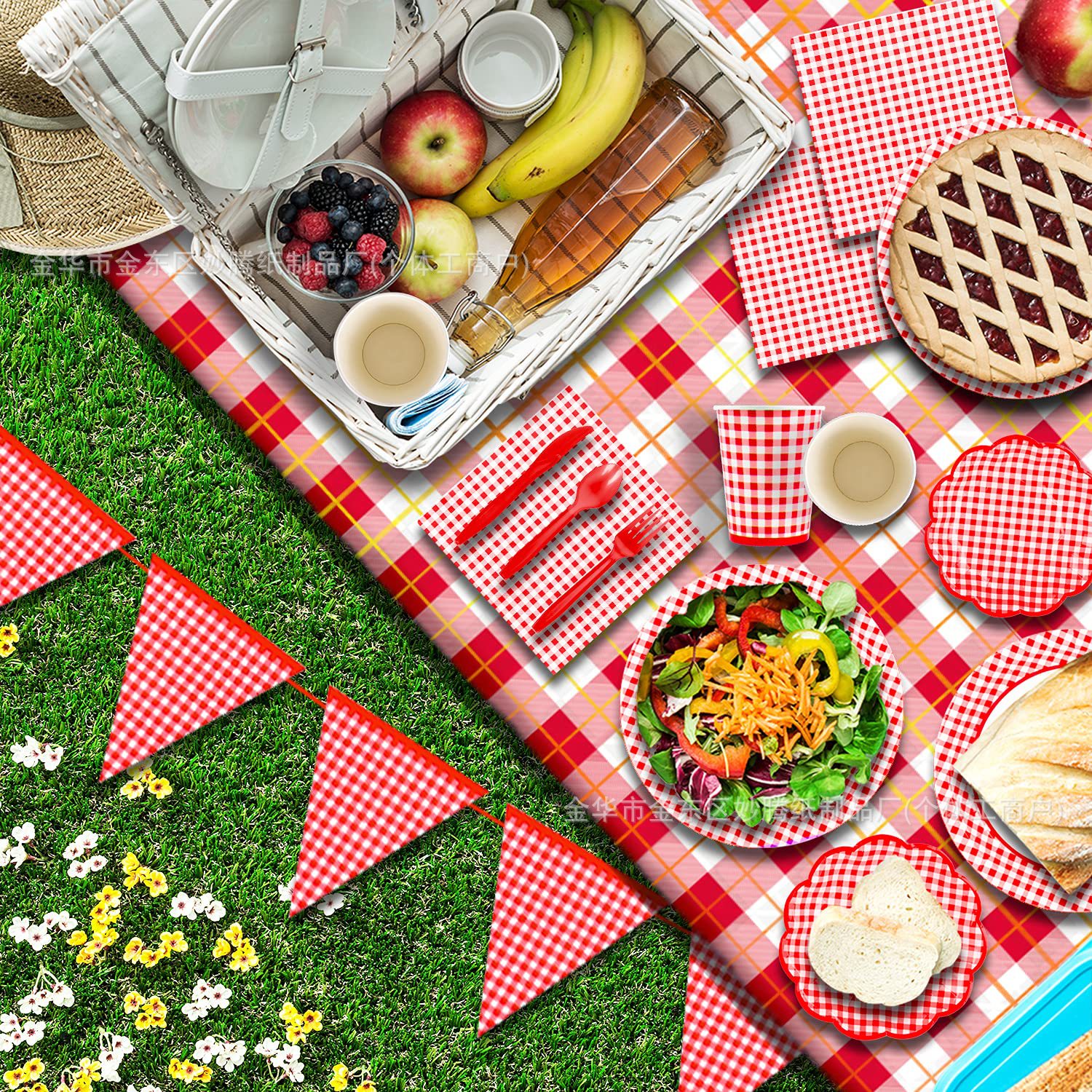 Cross-Border Hot Selling Blue and White Striped Disposable Tableware Set Party Supplies Family Party Disposable Paper Plates