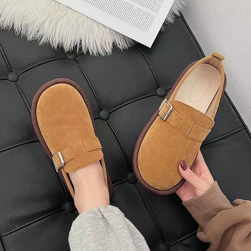 Ins Super Popular All-match Birkenstocks Shoes Female Student 2024 Spring and Autumn New Retro Slip-in Soft Sole Non-slip Bread Shoes