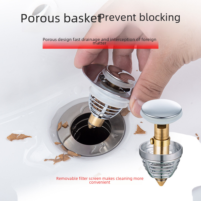 Washbasin drain bouncing core washbasin basin basin copper core push-type bouncing core leaking plug Universal