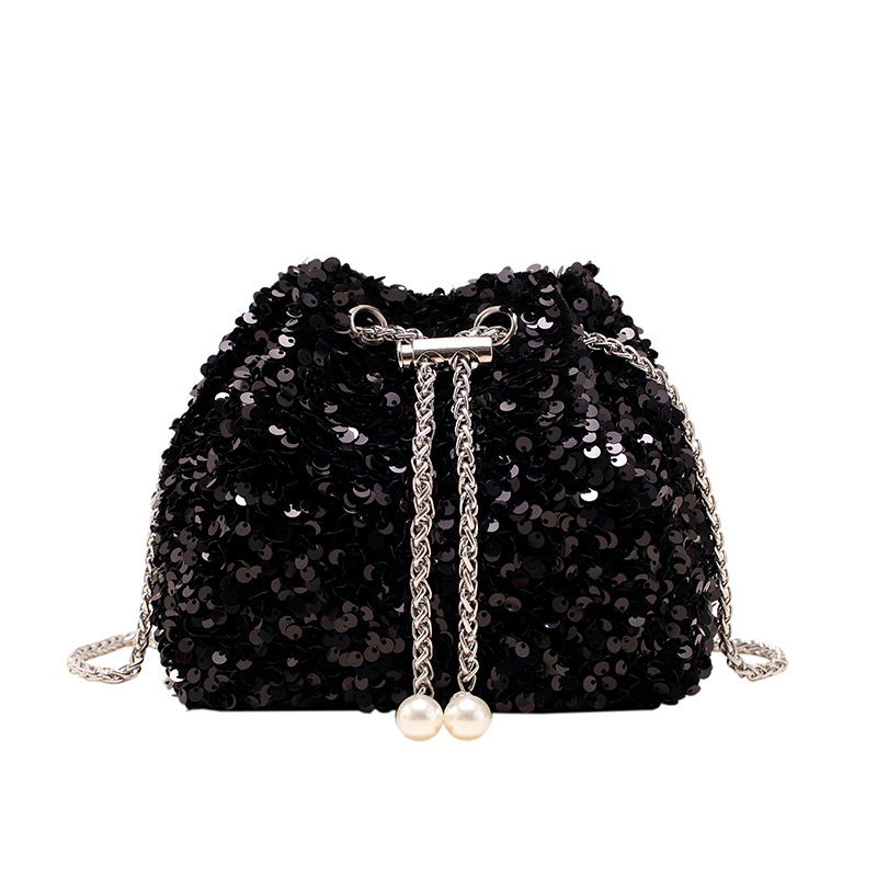 Lightweight Personalized Sequin Chain Bucket Bag for Women 2025 New Style Dinner Bag Export Popular Single Shoulder Crossbody Bag