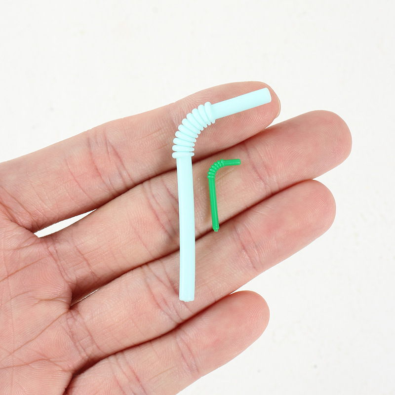 PVC mini simulation milk tea cup straw miniature straw model DIY miniature food play accessories play house toys