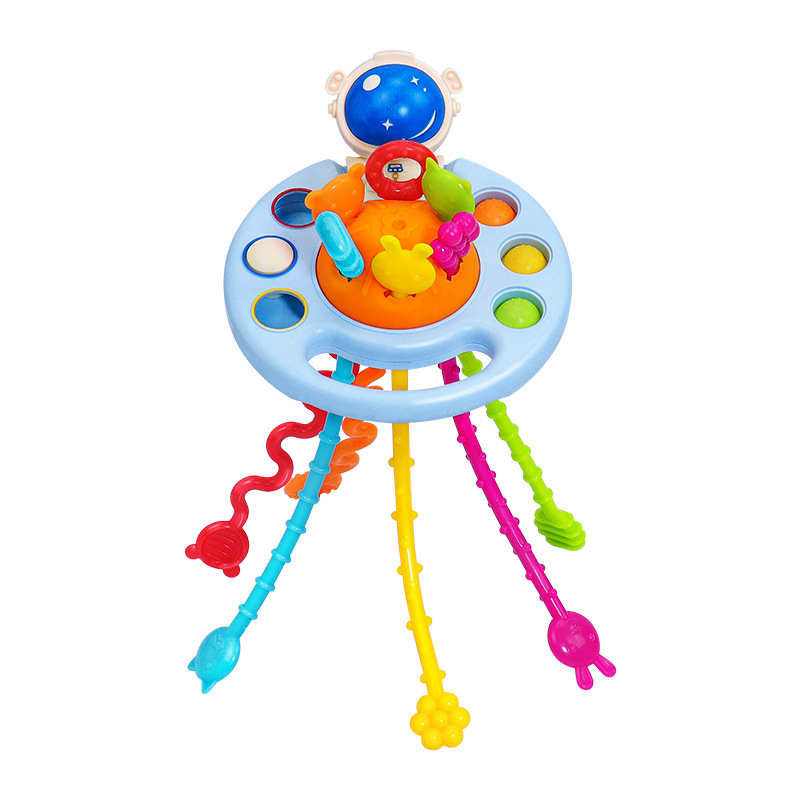 Baby Finger Pulling Toy Pumping Flying Saucer Early Education Educational Baby Grasping 0-1 Year Old Boys and Girls 6 Months Old