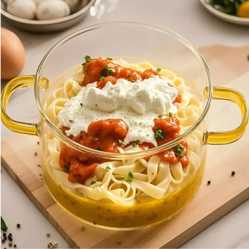 Cross-Border Internet Celebrity Live Broadcast High Borosilicate Glass Stew Pot with Lid Instant Noodle Bowl Soup Pot Red Wine Pot Double-Eared Health Pot Milk Pot