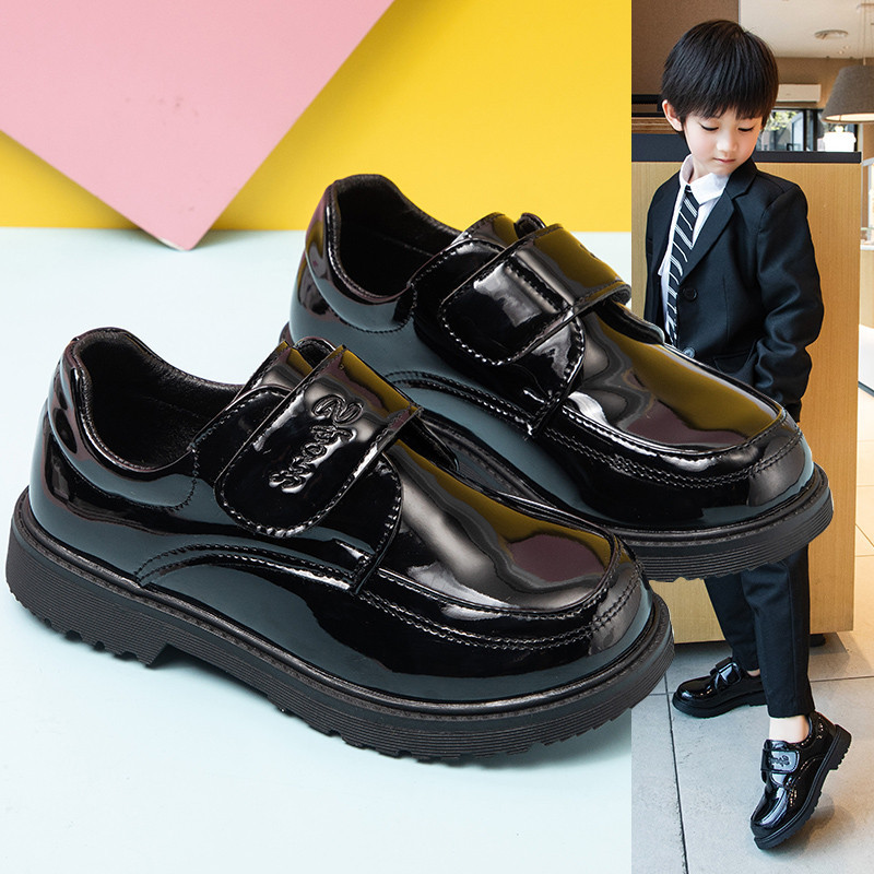 Children's Shoes, Boys' Leather Shoes, Spring & Fall 2025 New British Style Black Dress Soft-Soled Primary School Students' Campus Performance Shoes