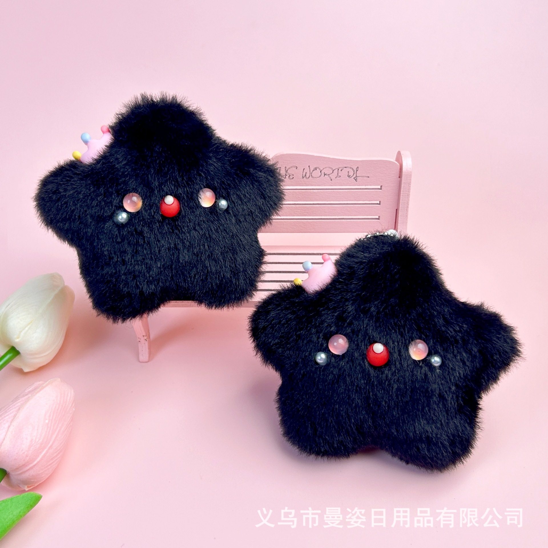 Explosive cute bow star plush toy star pig squeak pendant key chain gift grabbing machine stall