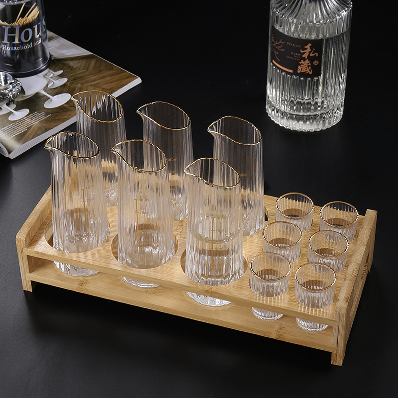 Household Creative Jinshan Crystal Glass Liquor Dispenser Thickeneded Liquor Chinese Gold-Painted Decanter Wine Dispenser