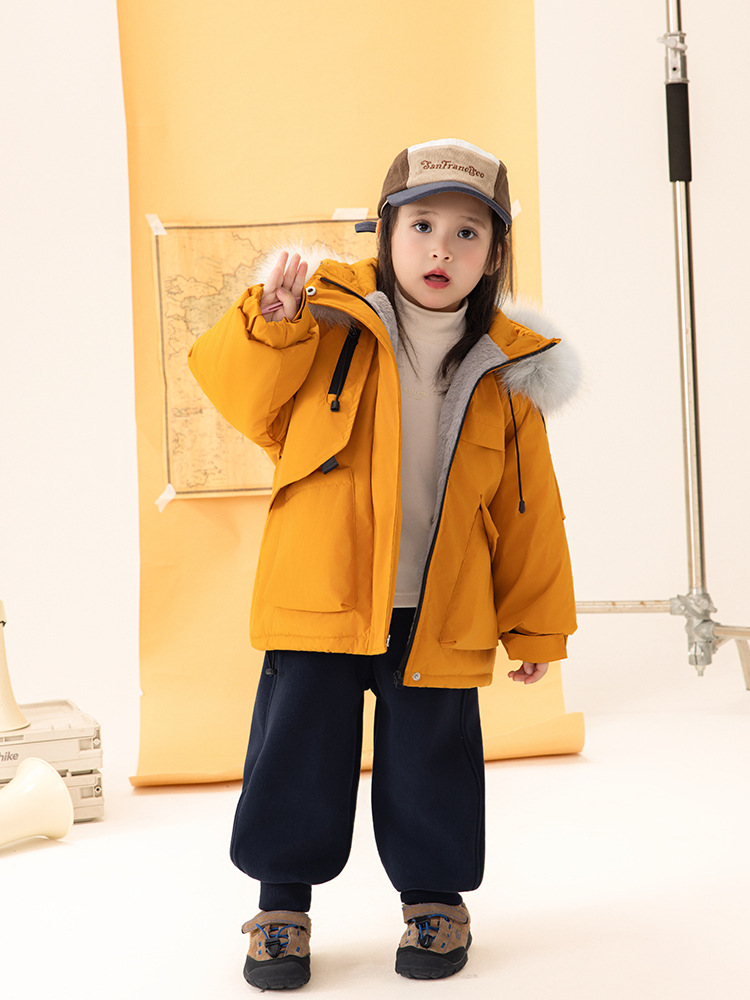 Girls' Autumn and Winter Jacket 25 New Models Children's Winter Fleece-Lined Thickened Three-Proof Parka Stylish Cotton Coat Winter