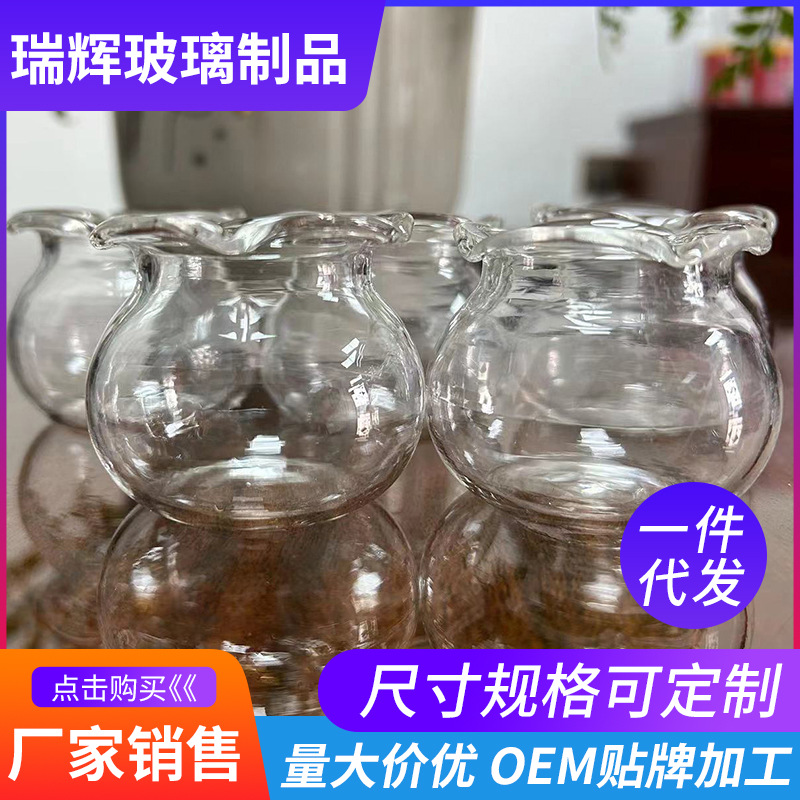 Transparent Glass Fish Tank Creative Lace Small Goldfish Tank Ecological Green Rose Desktop Fish Tank Household Lace Small Fish Tank