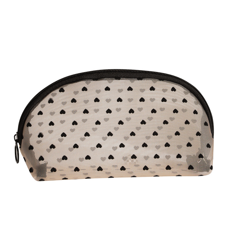 New Heart Cosmetic Bag Satchel Large Capacity Mesh Cosmetics Bag Women's Ins Style Satchel Travel Compact Toiletry Bag